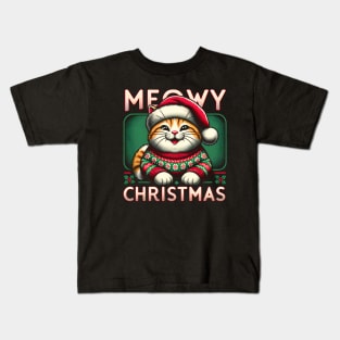 Christmas Sweater With Christmas Cat Kids T-Shirt